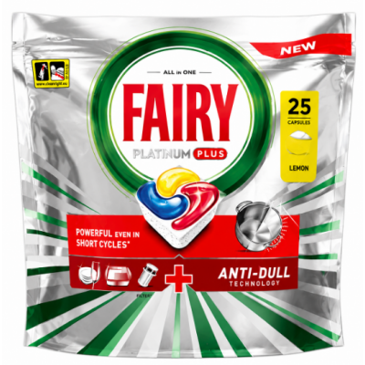 Капсули для посудомийної машини Fairy Platinum Plus All in One Lemon, 25 шт.
