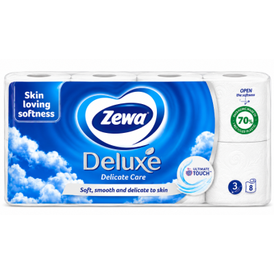 Туалетний папір Zewa Deluxe Delicate Care, 3-шаровий, 8 рулонів