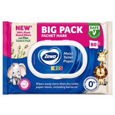 Вологий туалетний папір для дітей Zewa Kids Gentle & Fresh, 80 шт.