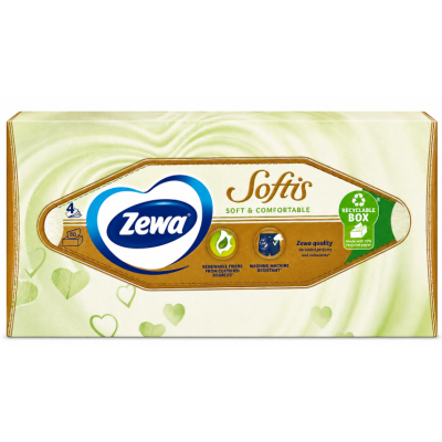 Паперові хустинки Zewa Softis Soft & Comfortable, 4 шари, 80 шт.