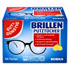 Серветки для очищення окулярів Gut & Günstig Brillen Putztücher, 54 шт.