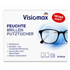 Вологі серветки для очищення окулярів Visiomax Feuchte Brillen Putztücher Denkmit, 52 шт.