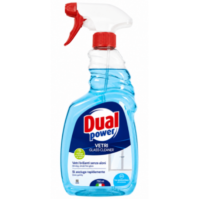 Засіб для очищення скла та дзеркал Dual Power Vetri Glass Cleaner з аміаком, 750 мл