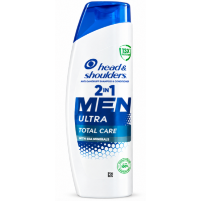 Шампунь-кондиционер 2 в 1 против перхоти Head & Shoulders Men Ultra Total Care с морскими минералами, 330 мл