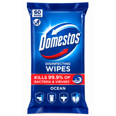 Дезинфицирующие влажные салфетки Domestos Disinfecting Wipes Ocean, 60 шт.