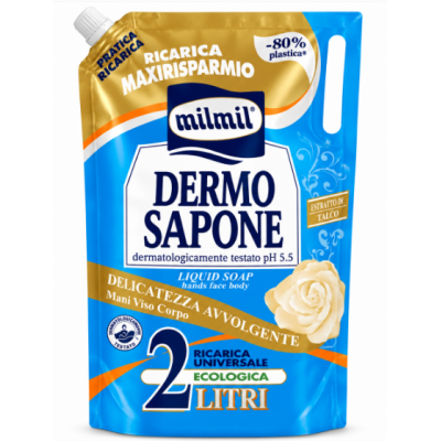 Жидкое дерматологическое мыло Milmil Dermo Sapone Delicatezza Avvolgente, 2 л
