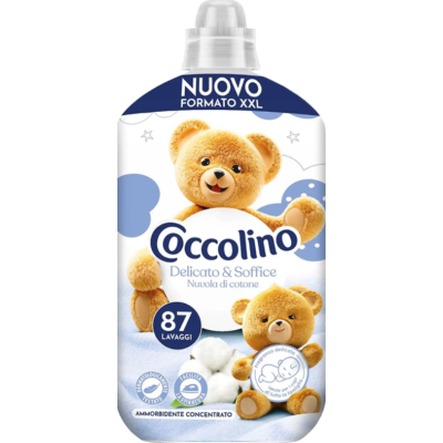 Кондиціонер для білизни Coccolino Delicato & Soffice Nuvola di Cotone «Ніжна та м'яка хмара бавовни», 87 прань, 1827 мл