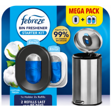 Набір освіжувача для сміттєвого відра Febreze Bin Freshener Starter Kit Cotton Fresh, тримач + 2 змінні картриджі