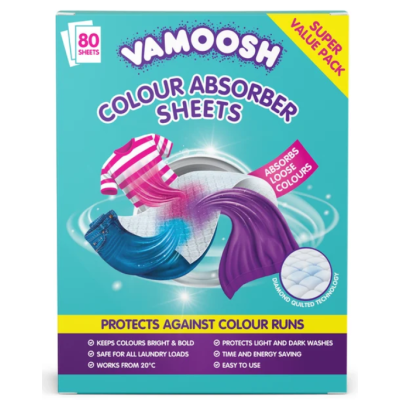 Серветки для поглинання кольорів, для речей, які можуть линяти Vamoosh Colour Absorber Sheets, 80 шт