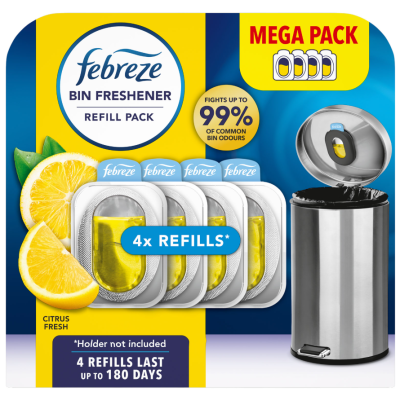 Змінні насадки для освіжувача сміттєвого відра FEBREZE BIN, цитрусова свіжість, 4 шт