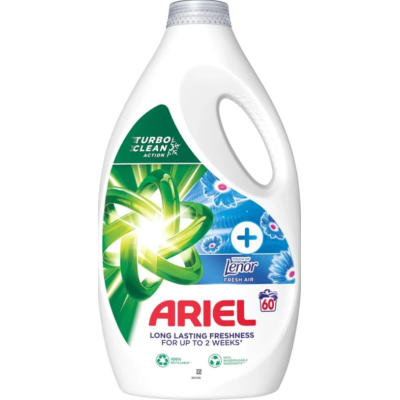 Гель для стирки Ariel Turbo Clean + Lenor Fresh Air, 60 стирок, 3 л