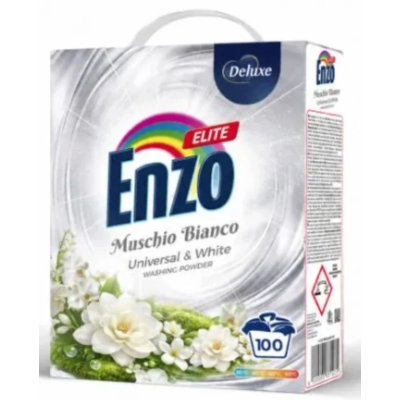Пральний порошок Enzo Elite для білої білизни з ароматом білого мускусу, 100 прань, 5,5 кг
