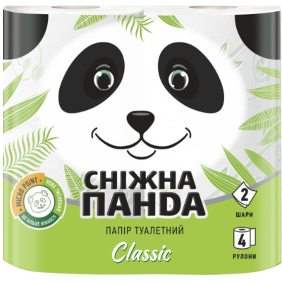 Туалетний папір Сніжна Панда Classic, 2 шари, 4 рулони