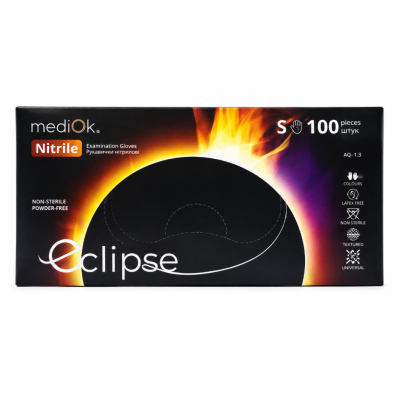 Рукавички нітрилові Mediok Eclipse чорні, розмір S, 100 шт