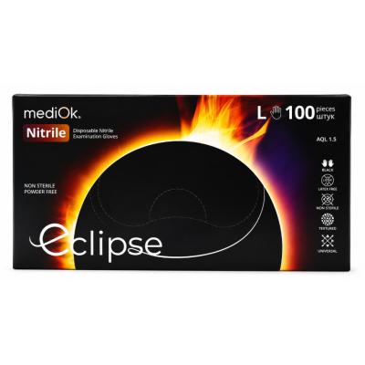 Рукавички нітрилові Mediok Eclipse чорні, розмір L, 100 шт