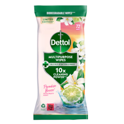 Універсальні вологі серветки Dettol Multipurpose Cleaning Wipes Paradise Breeze, 72 шт