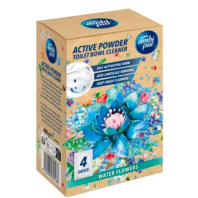 Активний порошок для очищення унітазу Ambi Pur Active Powder Water Flowers, 400 г (4 дози)