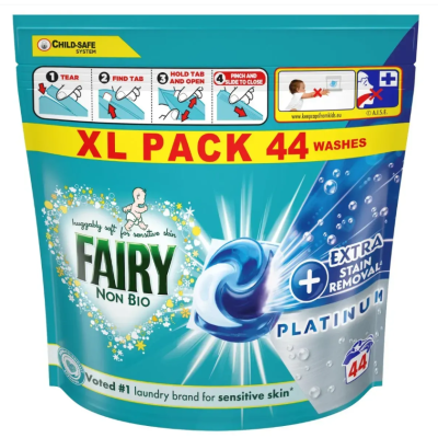 Капсули для прання дитячої білизни Fairy Platinum Non-Bio Extra, 44 шт