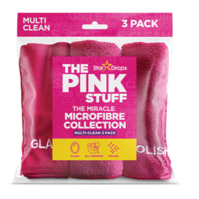 Набір серветок з мікрофібри для чищення різних поверхонь The Pink Stuff, 3 шт