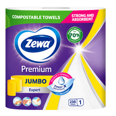 Кухонний рушник Zewa Jumbo Premium Power-X, 3 шари, 230 аркушів