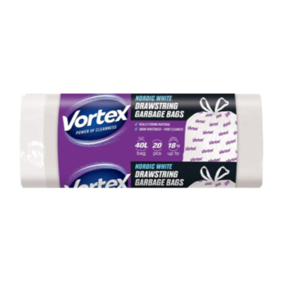 Пакети для сміття Vortex HDPE із затяжкою, 40 л, 20 шт