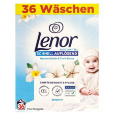 Ніжний пральний порошок Lenor Sensitive для чутливої шкіри, 1,98 кг, 36 пр
