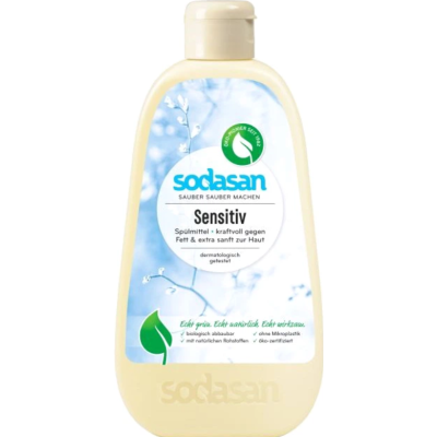 Органічний рідкий засіб-концентрат для миття посуду Sodasan Sensitive, 0.5 л