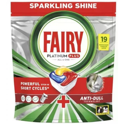 Капсули Fairy Platinum Plus Лимон для посудомийних машин, 19 шт