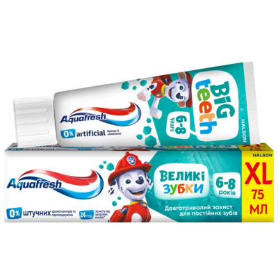 Зубна паста Aquafresh Big Teeth Мої великі зубки 6–8 років, 75 мл