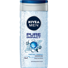 Гель для душу NIVEA MEN Pure Impact 3 в 1 для тіла, обличчя та волосся, 250 мл