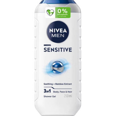 Гель для душу NIVEA MEN Sensitive 3в1 для тіла, обличчя та волосся, 250 мл