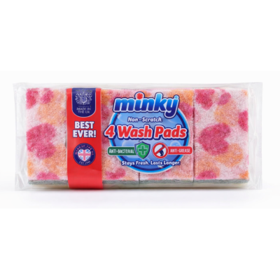 Губки для миття посуду антибактеріальні Minky Non-Scratch Anti-Grease, 4 шт