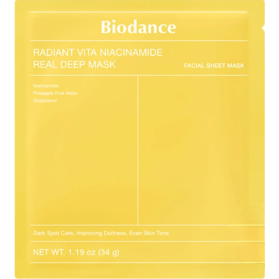 Гидрогелевая маска Biodance Radiant Vita Niacinamide Real Deep Mask с ниацинамидом и ананасовой водой, 1 шт