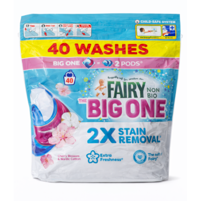 Капсули для прання Fairy Non Bio The Big One Cherry Blossom & Nordic Cotton, 40 прань