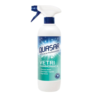 Засіб для скляних поверхонь знежирювач Quasar Vetri ammoniaca 650 мл