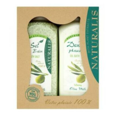 Набір Naturalis Olive Milk: сіль для ванни 1000 г + піна 800 мл