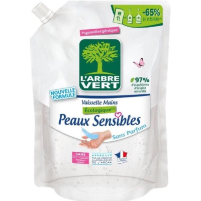 L'Arbre Vert Sensitive для миття посуду запасний блок 1 л