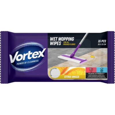 Vortex Citrus Breeze серветки вологі для підлоги 15 шт