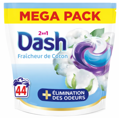Капсули для прання Dash Fraîcheur de Coton 2в1 Mega Pack 44 шт.