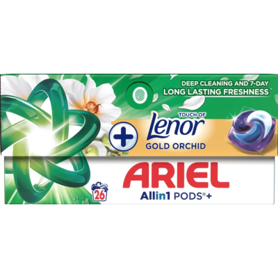 Капсули для прання Ariel Pods All-in-1 + Touch of Lenor Золота орхідея 26 шт