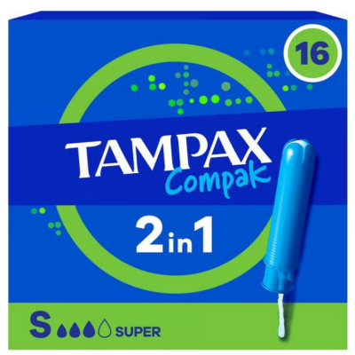 Тампони Tampax Compak Super з пластиковим аплікатором, 16 шт