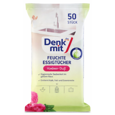 Вологі серветки для прибирання Denkmit з оцтом і малиною, 50 шт