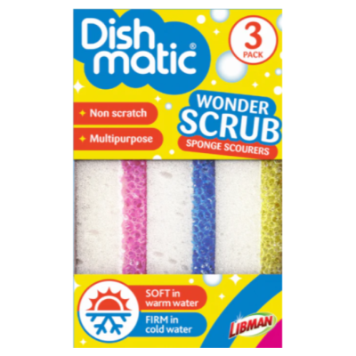 Губки Dishmatic Wonder Scrub Sponge Scourers, 3 шт