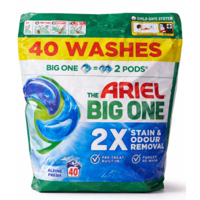 Пральні капсули Ariel Big One Alpine Fresh, 40 циклів прання