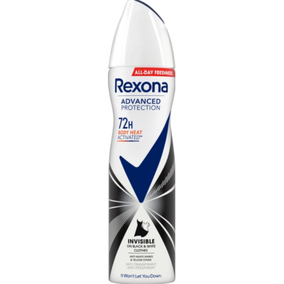 Жіночий антиперспірант-спрей Rexona Invisible Black & White 72h, 150 мл