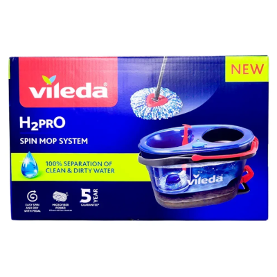 Система для прибирання Vileda H2prO Spin Mop з двокамерним відром, 1 комплект