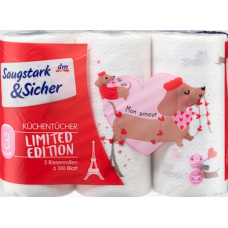Паперові кухонні рушники Saugstark & Sicher Design, 3 шари, 3 × 100 аркушів