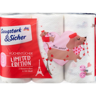 Бумажные кухонные полотенца Saugstark & Sicher Design, 3 слоя, 3 × 100 листов
