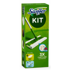Швабра для миття підлоги Swiffer Kit + 6 сухих і 3 вологих серветки ( в оригійнальній заводській крафтовій упаковці)