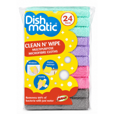 Універсальні серветки з мікрофібри Dishmatic Clean N’ Wipe, 24 шт